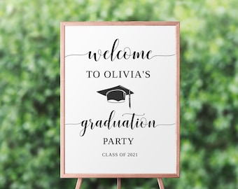 Placa de boas-vindas personalizada para festa de formatura: pôster minimalista personalizado