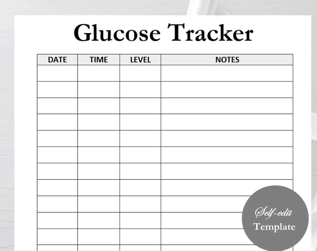 Glucose Tracker, Blood Sugar Reading Tracker, Printable Blood Glucose ...