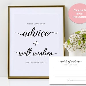 "Rat für das glückliche Paar Karte und Zeichen, Hochzeit Advise Karten für die Braut und Bräutigam, Words of Wisdom Karten für Jungvermählten, Duschspiel."