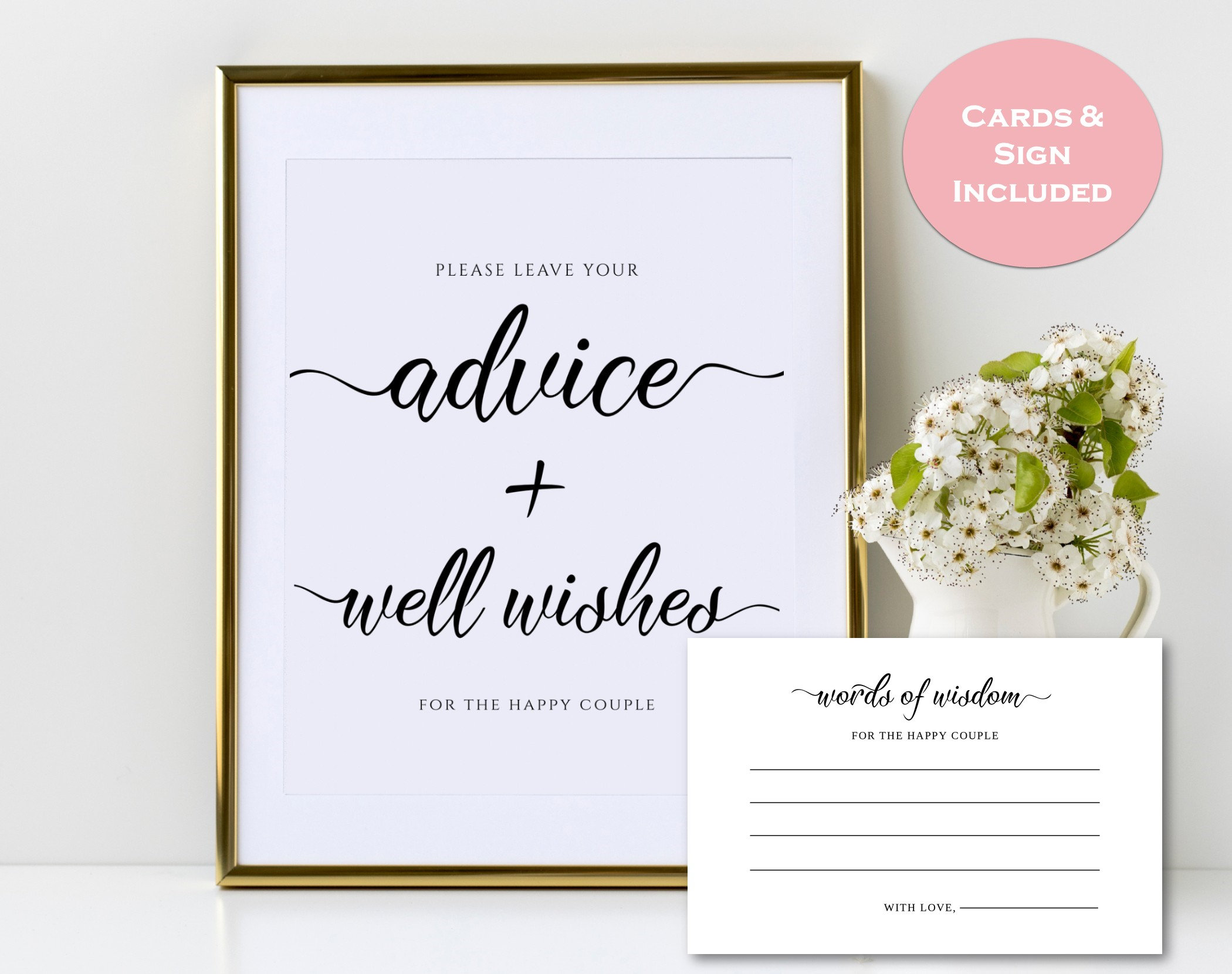 Advice For The Happy Couple Card and Sign Wedding Advice - Etsy España