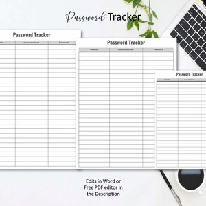 Printable Password Tracker Digital Download, Password Log, Password Keeper, Password Template, Password Organizer, Password Journal Book