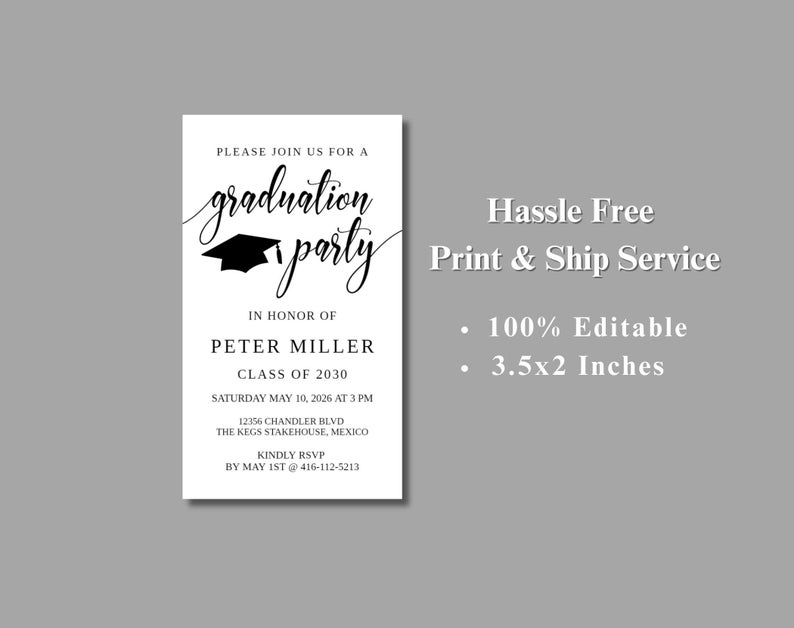 Personalized PRINTED Graduation Party Insert Class of 2024 Any School