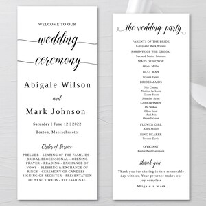 Wedding Ceremony Program Editable Template (Instant Download)