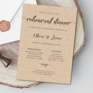 Rustic Rehearsal Dinner Calligraphy Invitation Template (Instant Download)