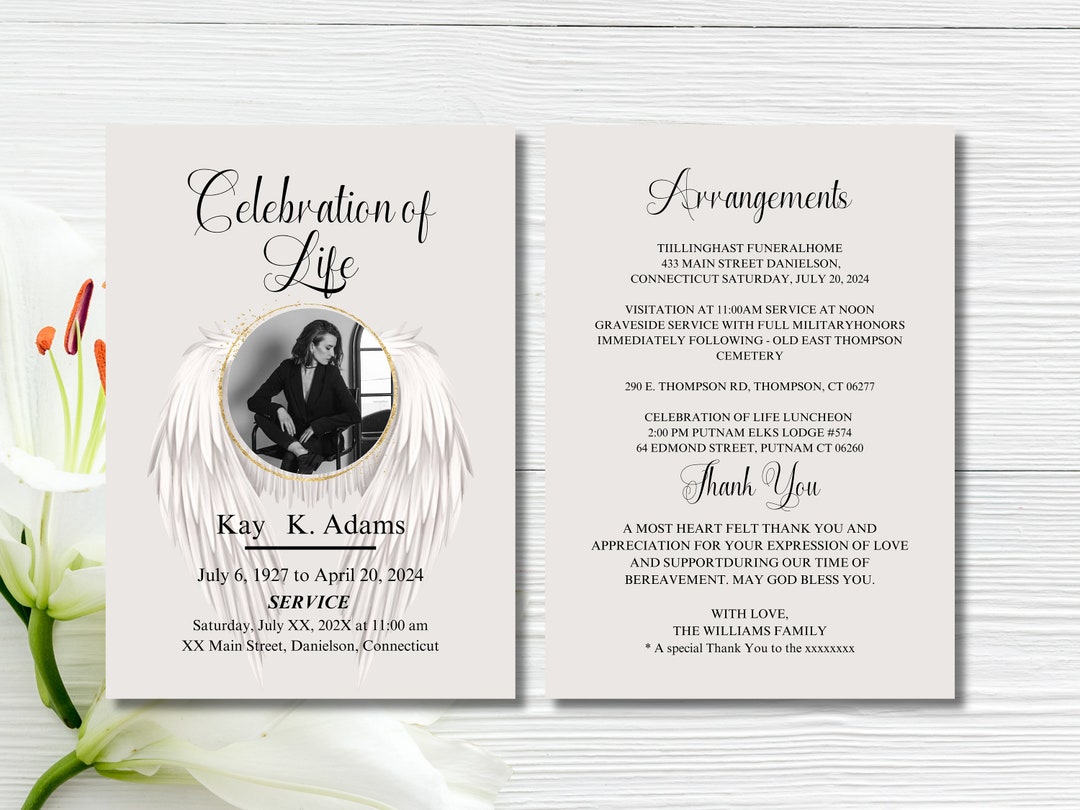 Celebration of Life Obituary Template, Editable Funeral Program in(02)