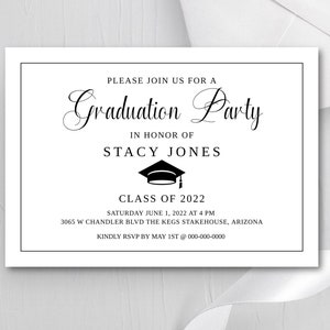 Faire-part de remise des diplômes personnalisé encarts 3,5 x 2 cartes personnalisées, impression premium, détails RSVP, options de couleurs Célébrez votre étape avec style