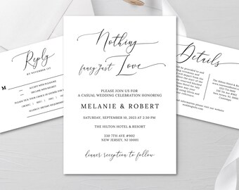 Nothing Fancy Just Love Wedding Invitation Template (Digital Download): Editable Printable