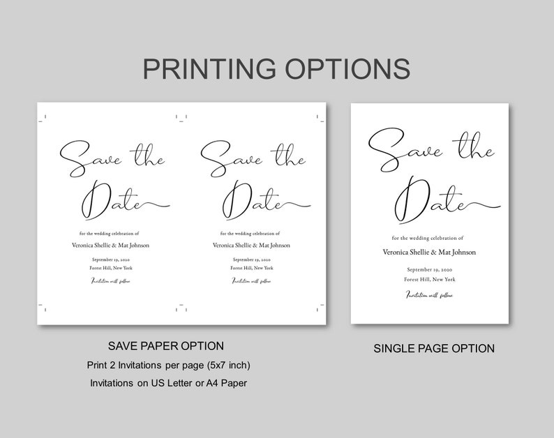 DIY Save The Date Template Wedding Announcement Printable | Etsy