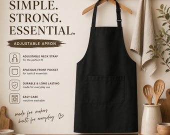 Verstellbare Latzschürze mit zwei Taschen zum Kochen, Backen, Basteln