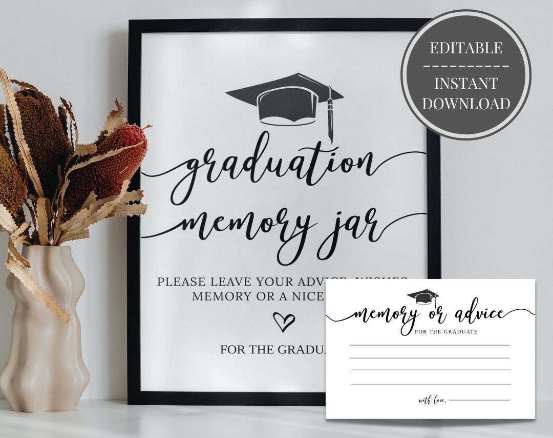 Graduation Party Advice Cards and Sign Editable Instant Download, Gard