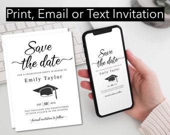 Graduation Save The Date, SMS Save The Date, Class of 2024 Graduation Party Save The Date, She did it Save The Date, Graduation announcement