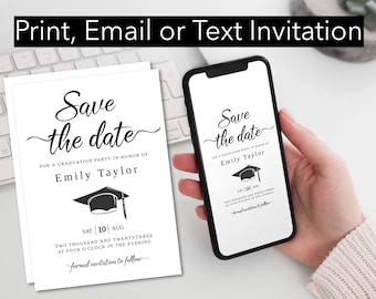 Graduation Save The Date, SMS Save The Date, Class of 2024 Graduation Party Save The Date, She did it Save The Date, Graduation announcement