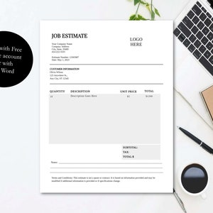 Editable Job Estimate Template: Printable Contractor Form (Free Software)