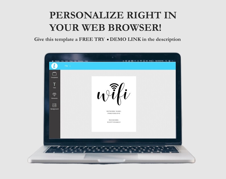 May include: A laptop screen displaying a website with a wifi sign and text fields for network name and password. The text "PERSONALIZE RIGHT IN YOUR WEB BROWSER!" is displayed above the laptop.