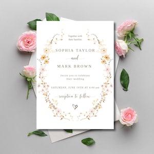 Modèle de faire-part de mariage automne, invitation de fleurs sauvages, téléchargement numérique, suite d'invitations imprimables, carte Rsvp, ensemble d'invitations de mariages Etsy
