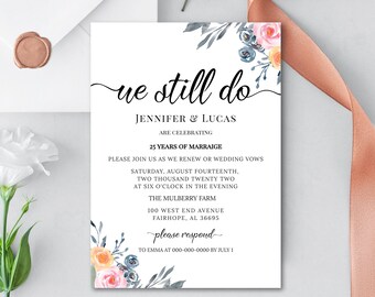Minimalist Vow Renewal Invitation Template: Anniversary Celebration (Digital Download)