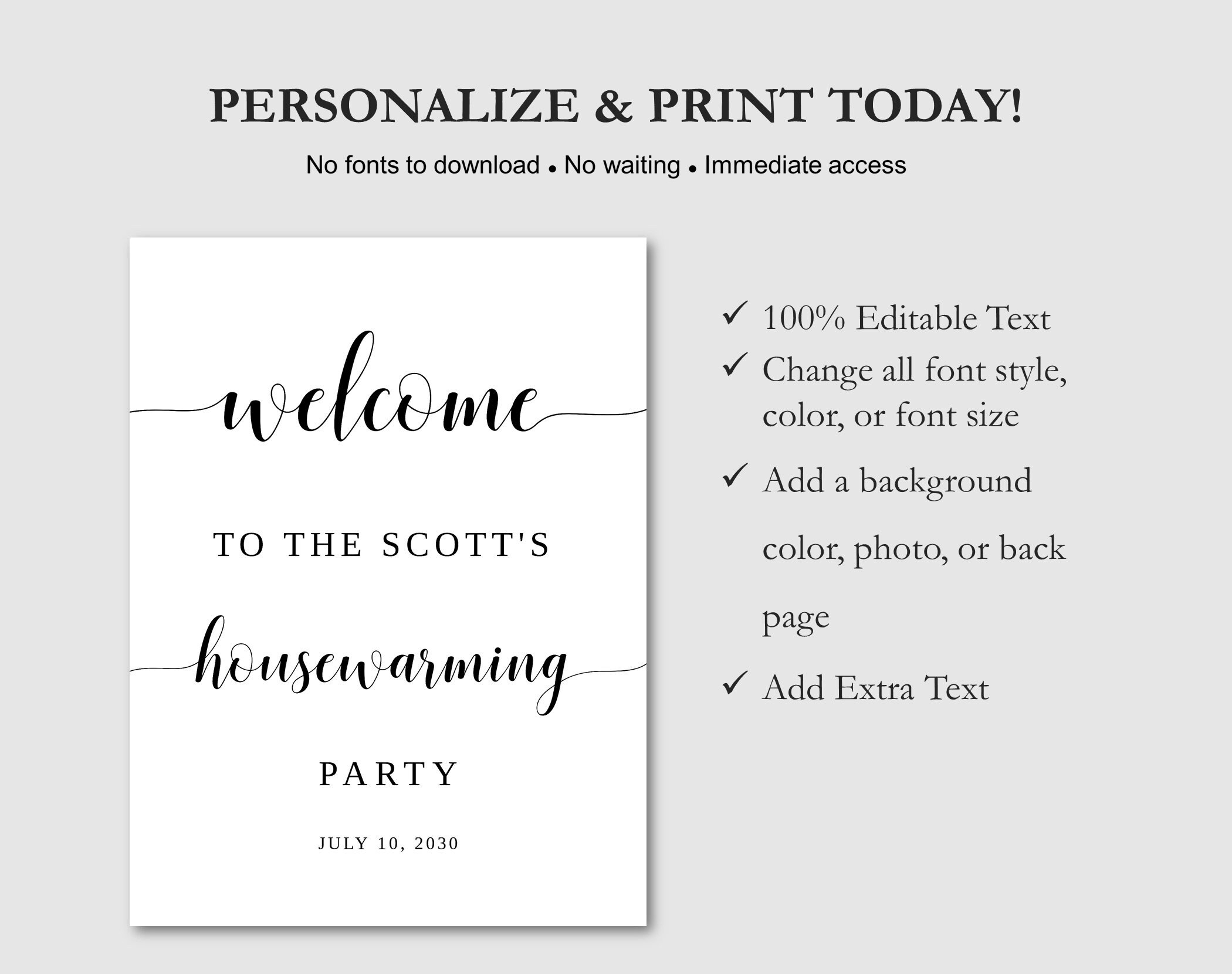 Housewarming Party Sign Printable Housewarming Etsy