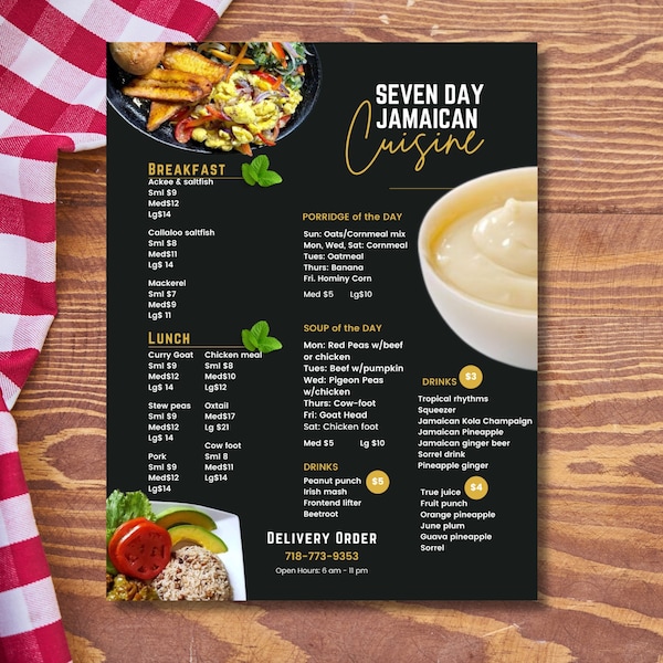 Restaurant Menu Template, Cocktail Menu, Take Away Menu, Menu Price List, Uber Eats, PRINTED MENU, Flat Menu 8.5X11 Inches 1000 Flyers