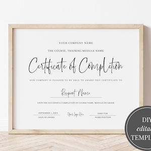 Printable Certificate of Completion Template: Editable Beauty Award (Digital Download)