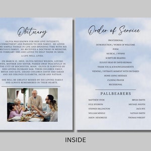 Celebration of Life Funeral Program Obituary Template Memorial Service