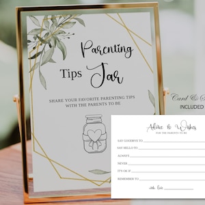 Tarjetas de consejos para baby shower imprimibles, letrero con palabras sabias para nuevos padres, plantilla editable para actividades de baby shower con descarga digital