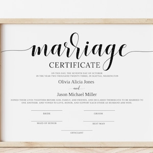 Moderne Hochzeitsurkunde, Elegante Heiratsurkunde, Hochzeitsandenken, Urkunde Download, Hochzeitsgeschenk, Printable, Bearbeitbar, DIY