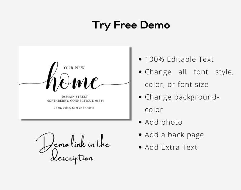 Moving Announcement Business Card Size Template, New Address Cards