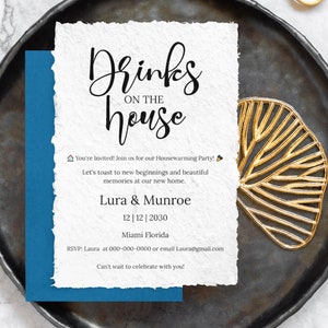 Housewarming-uitnodigingsjabloon, housewarmingparty, modern, minimalistisch, afdrukbare of tekstuitnodiging, aanpasbaar, bewerkbaar