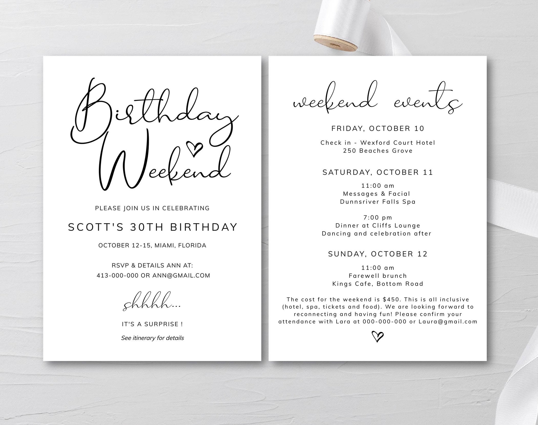 Itinerary Birthday Birthday Invitation Template Birthday Etsy Ireland