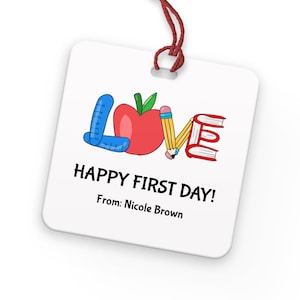 Happy First Day of School Gift Tag Editable Template, Gift Tag for Teacher, Back to School Gift, Teacher Appreciation, Instant Download