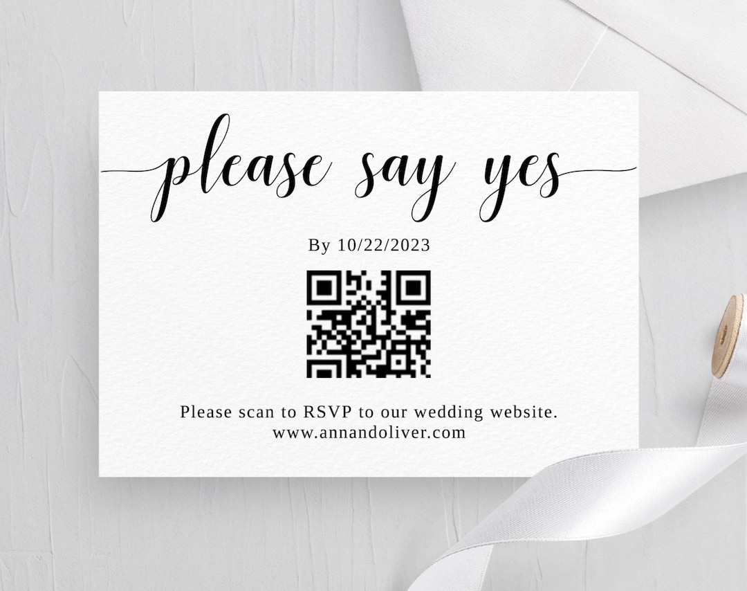 Online RSVP Card Template QR Code Response Card RSVP Online Etsy