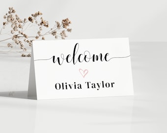 Wedding Place Cards Tended and Flat Digital Download, Editable Printable Name Card Template, DIY