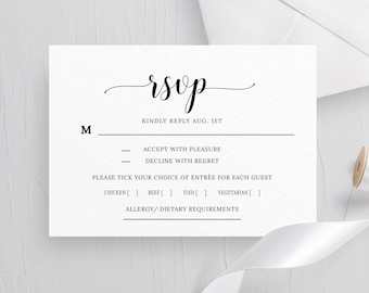 Wedding RSVP Postcard Template with Minimalist Calligraphy (Instant Download)