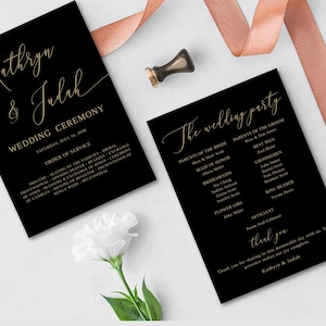 Calligraphy Wedding Program Template: Order of Service (Digital Download)