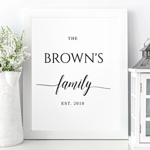 Last Name Sign, Family Name Sign, Instant Download, Mr and Mrs Established Sign Last Name, Digital Print, Template, Editable, Printable, DIY
