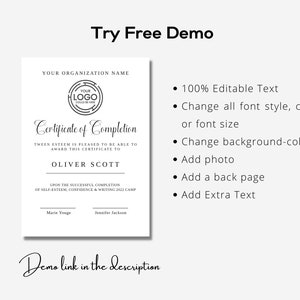 Certificate of Completion Template, Summer Camp Certificate ...