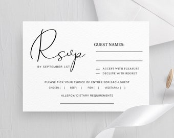 Wedding RSVP Postcard Template Minimalist Calligraphy (Digital Download)
