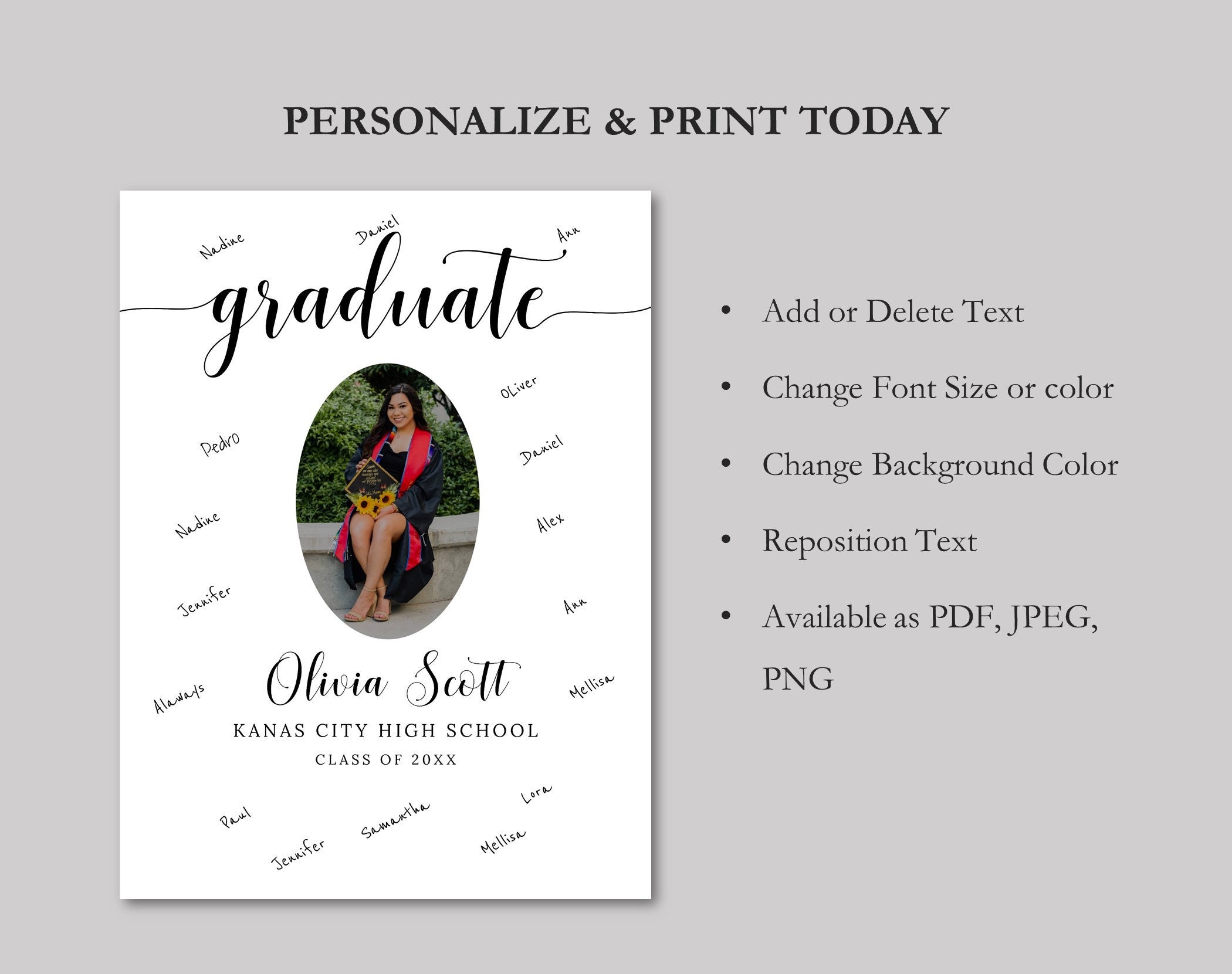 Graduation Signature Board Template Signature Sign Graduate | Etsy