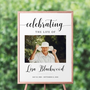 Funeral Poster Sign, Celebration of Life, In loving Memory, Welcome Sign, Digital Download, Editable Printable Memorial Picture Template