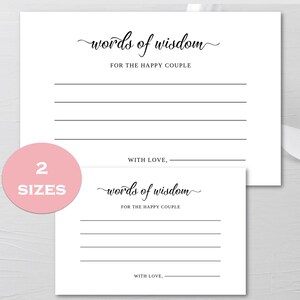 Advice for the Happy Couple Card and Sign, Wedding Advice Cards for the ...