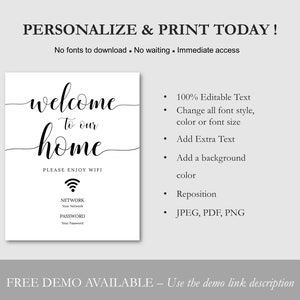 WiFi Password Sign Printable: Editable Airbnb and Vrbo Templates (Digital Download) image 2