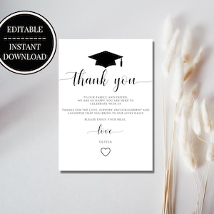 Graduation Thank You Card Template Instant Download Editable Printable ...