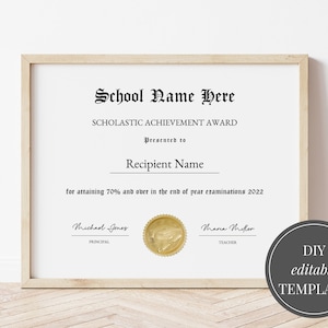 Editable Achievement Award Certificate Template (Digital Download)