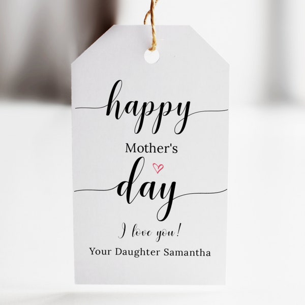 Happy Mother's Day Gift Tag Template, Editable Mothers Day Favor Tag, Instant Download, Personalized Gift Tags, Tag Mommy, Printable, DIY