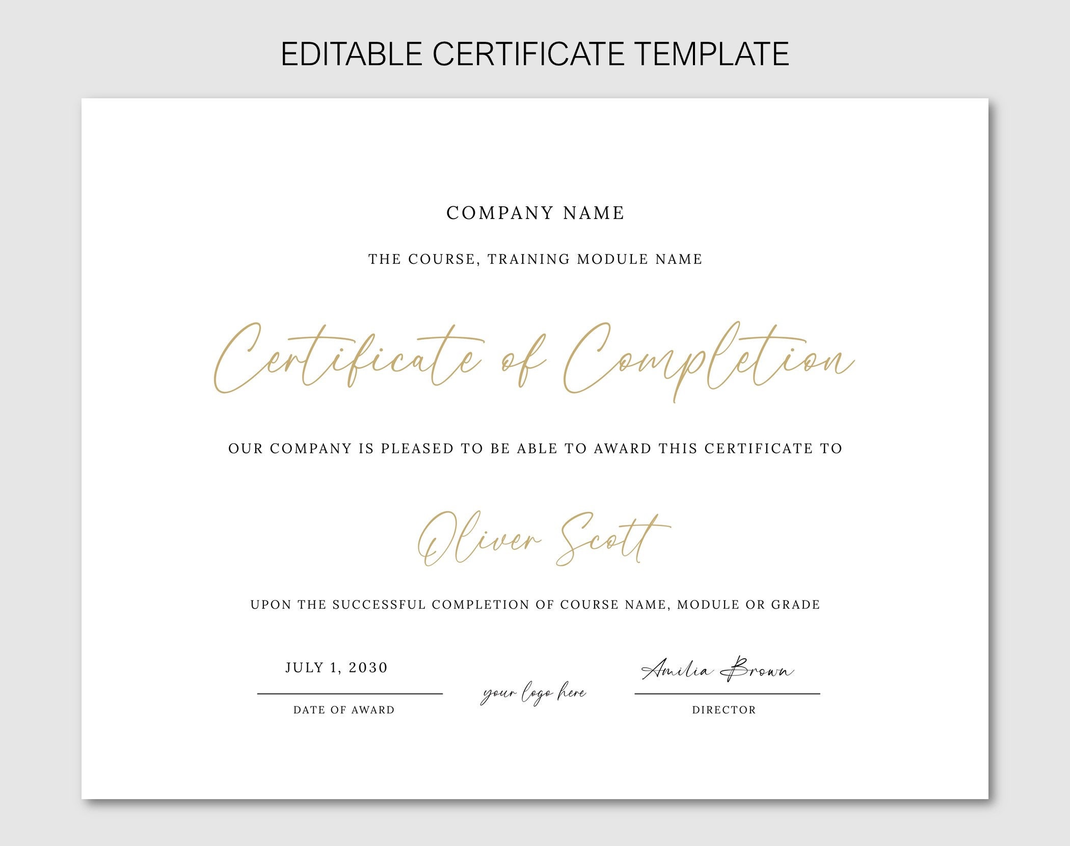 Awards Certificate Template Certificate Template Gold Etsy