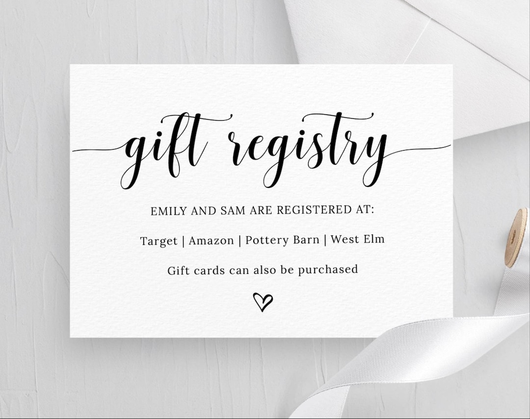 Wedding Registry Card Template, Gift Registry Card, INSTANT Download Wedding Registry Card Template, Gift Registry Card, INSTANT Download