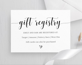 Wedding Registry Card Template, Gift Registry Card, INSTANT Download, Baby Shower Registry, Party Registry Card, Fully Editable, PDF, DIY