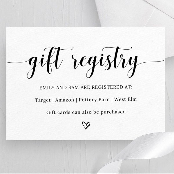 Wedding Registry Card Template, Gift Registry Card, INSTANT Download, Baby Shower Registry, Party Registry Card, Fully Editable, PDF, DIY