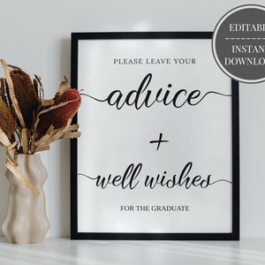 Graduation Advice for the Graduate Printable Editable Party Sign Template