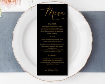 Wedding Menu Printable Editable Card Template (Digital Download)